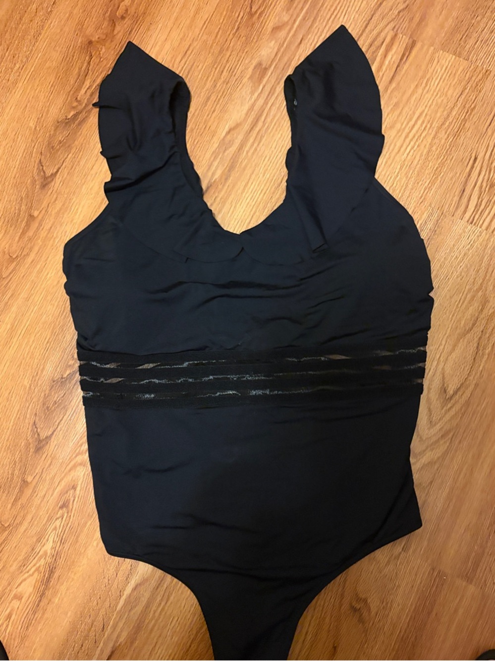 DACI Tummy Control Ruffle Shoulder One-Piece Swimsuit with Waist Accent - 22W